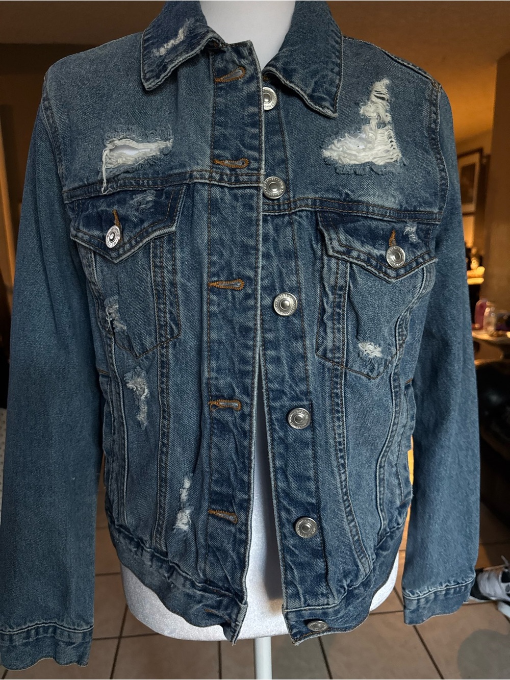 Wax Jean Distressed Blue Denim Jacket